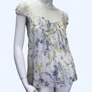 Italian made silk floral babydoll blouse‎ by Elena Baldi cotton eyelet lace